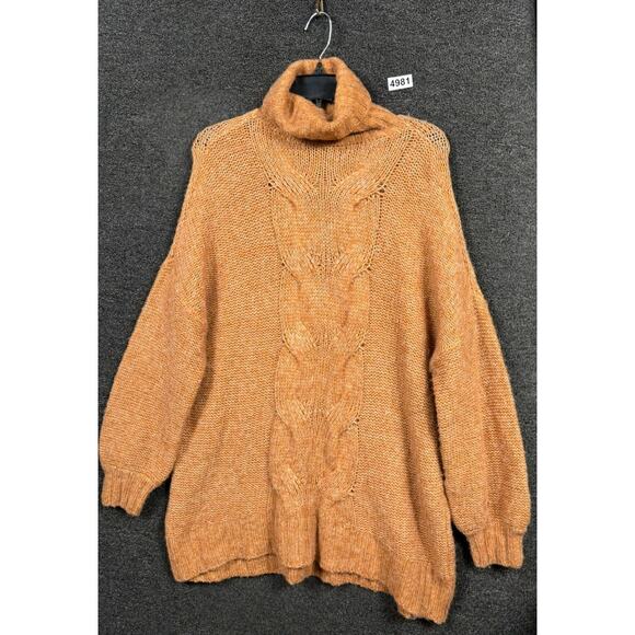 Aerie Cable Knit Turtleneck Sweater Womens Size M Ginger Wool Blend Oversized - Picture 1 of 9